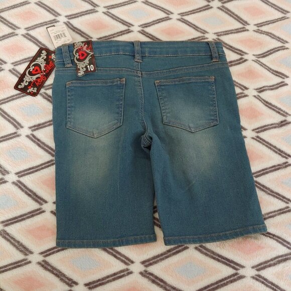 2x New Acid Wash Girls Denim Jeans Shorts Size 10 - Picture 3 of 5